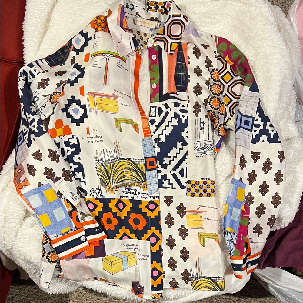 Tory Burch Colorful Patchwork 💯 silk